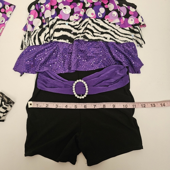 Weissman purple frilled 4-way stretch shorts bodysuit jazz dance costume sz MC - Picture 2 of 6